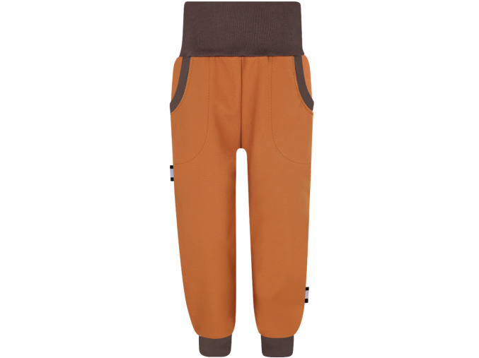 Chlapecké hnědé softshellové kalhoty s fleecem
