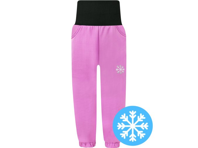 Dívčí fialové zimní softshellové kalhoty s beránkem