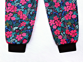 Dívčí letní softshellové kalhoty růžové květy