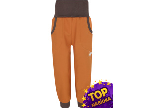 TOP Dětské hnědé softshellové kalhoty s fleecem
