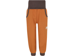 Dětské hnědé softshellové kalhoty s fleecem