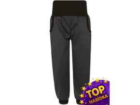 TOP Dětské pružné tmavě šedé softshellové kalhoty