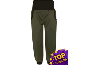 TOP dětské pružné khaki softshellové kalhoty