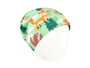 Dětská jarní podzimní čepice zelený les