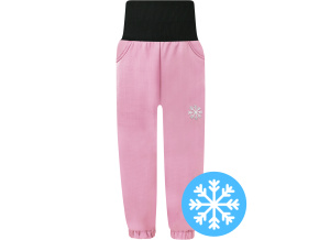 Dívčí starorůžové zimní softshellové kalhoty s beránkem