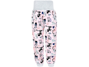 Dětské softshellové kalhoty růžové kočičky
