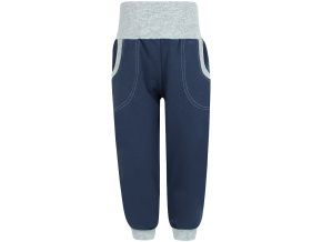 Dětské šedomodré tepláky s vysokým pase