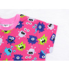 Dětská růžová noční košile s krátkým rukávem příšerky detail rukávu