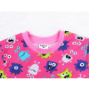 Dětská růžová noční košile s krátkým rukávem příšerky detail krku