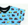 Dětské tričko s krátkým rukávem Stavební stroje na modré detail rukávu