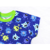 Dětské pyžamo příšerky na tmavě modrém podkladu detail rukávu