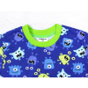 Dětské pyžamo příšerky na tmavě modrém podkladu detail krku