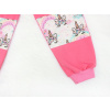 Dětské růžové tepláky s vysokým pasem jednorožci detail nohavic