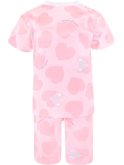 Dívčí pyžamo s krátkým rukávem myšky a srdíčka