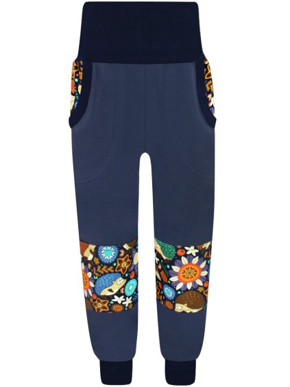 SLIM tepláky s dvojitými koleny - Ježci (Dětská velikost 104)