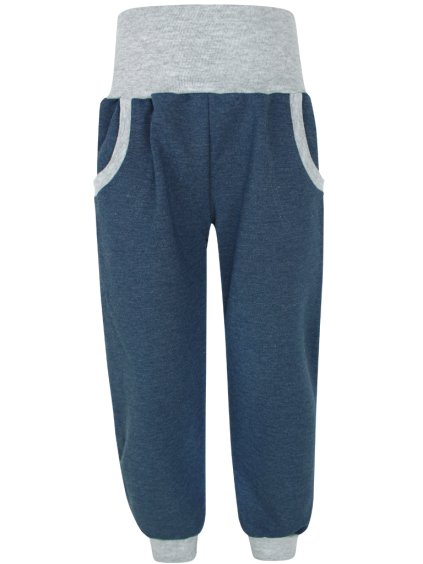 Dětské tepláky s vysokým pasem modrý melír