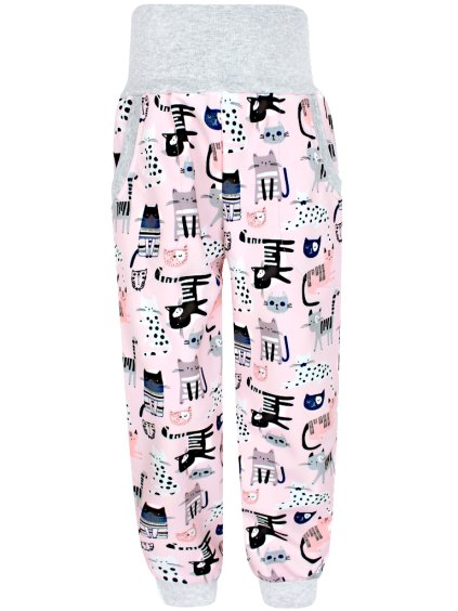 Dětské softshellové kalhoty růžové kočičky