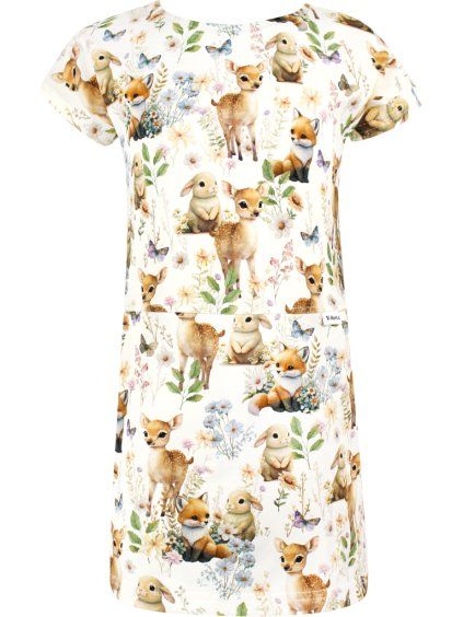 Dívčí šaty Zvířátka na louce