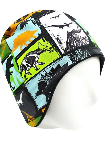 Chlapecká zateplená čepice dinosauři komiks