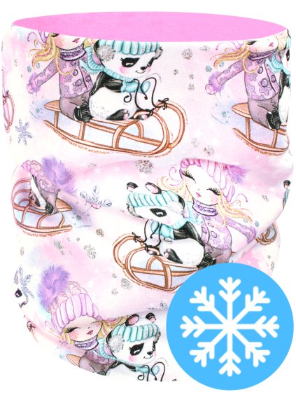 Dětský zateplený nákrčník pandy na sáňkách nový