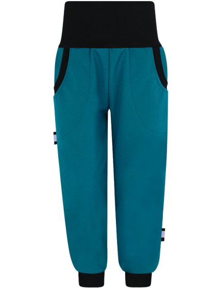 Dětské petrolejové softshellové kalhoty s fleecem