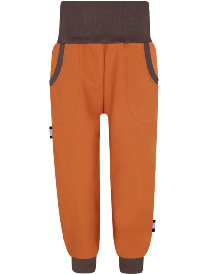 Dětské hnědé softshellové kalhoty s fleecem