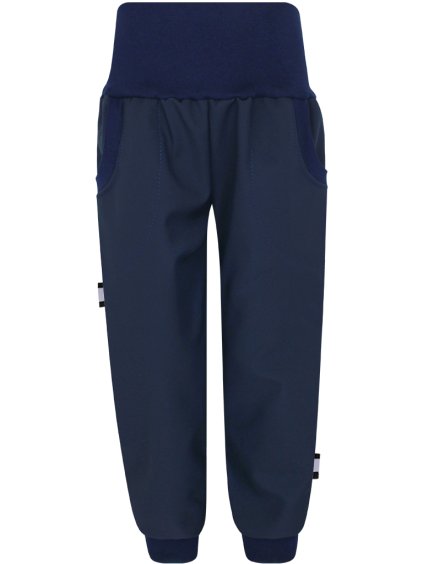 Dětské tmavě modré softshellové kalhoty s fleecem