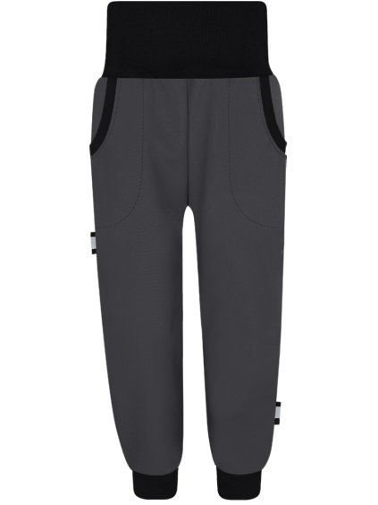 Dětské tmavě šedé softshellové kalhoty s fleecem