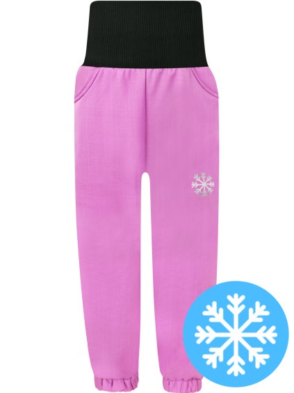 Dívčí fialové zimní softshellové kalhoty s beránkem