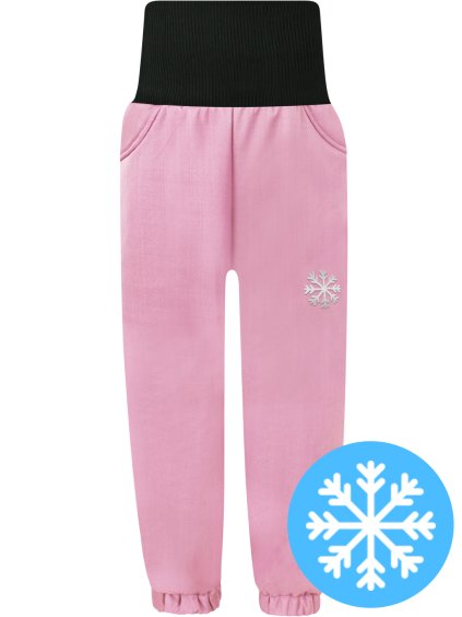 Dívčí starorůžové zimní softshellové kalhoty s beránkem