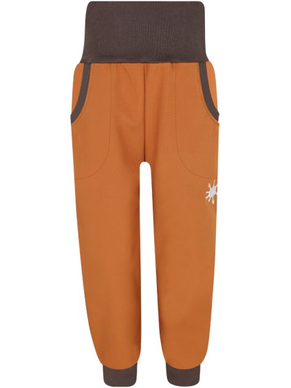 Dětské hnědé softshellové kalhoty s fleecem