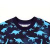Dětské tričko s krátkým rukávem modré dino detail krku