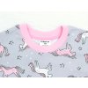 Dívčí pyžamo s krátkým rukávem jednorožci na šedé detail krku