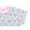 Dívčí pyžamo s krátkým rukávem jednorožci na šedé detail rukávu