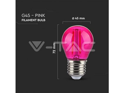 V-TAC LED žiarovka E27 G45 2W ružová filament