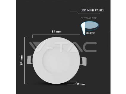 V-TAC LED panel 3W 6400K kruhový