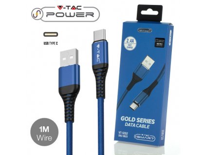 V-TAC POWER USB kábel USB-C 1m modrý