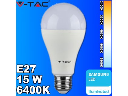 V-TAC PRO SAMSUNG LED žiarovka E27 A65 15W studená biela