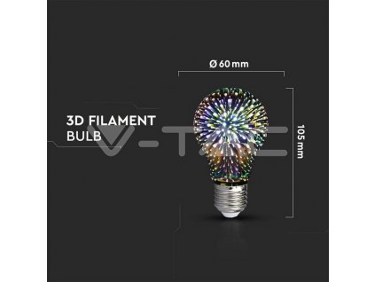 V-TAC LED žiarovka - E27 A60 3W 3D filament