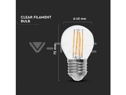 V-TAC LED žiarovka E27 G45 6W 4000K filament