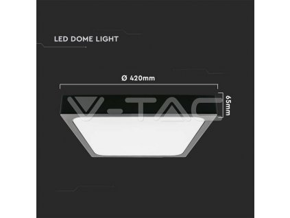 V-TAC LED svietidlo 30W 4000K štvorcové čierne IP44 + mikrovlnný senzor