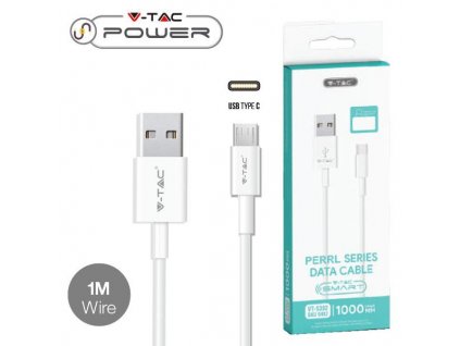 V-TAC POWER USB kábel USB-C 1m biely