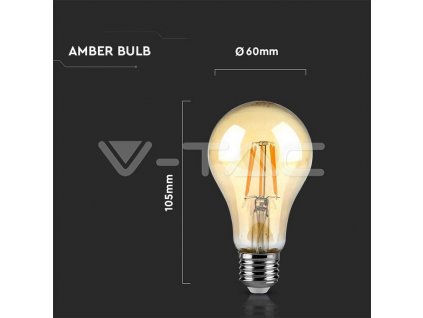 V-TAC LED žiarovka E27 A67 10W 2200K filament amber