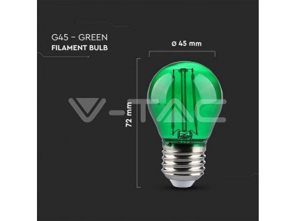 V-TAC LED žiarovka E27 G45 2W zelená filament