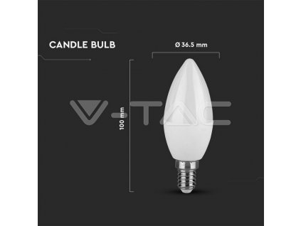 V-TAC LED žiarovka - E14 C37 4,5W 4000K