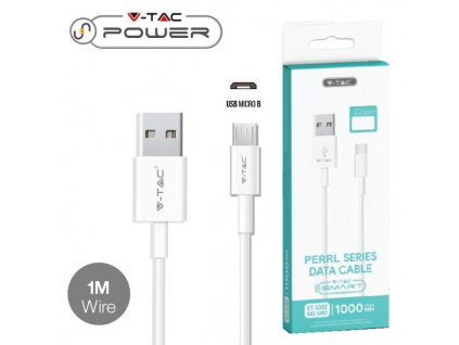 V-TAC POWER USB kábel MICRO-USB 1m biely