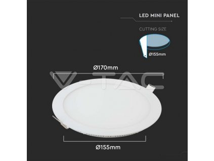 V-TAC LED panel 12W 4000K kruhový