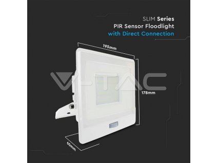 V-TAC PRO LED reflektor 50W 6400K biely so senzorom