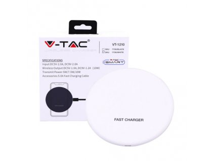V-TAC SMART bezdrôtová nabíjačka biela kruhová