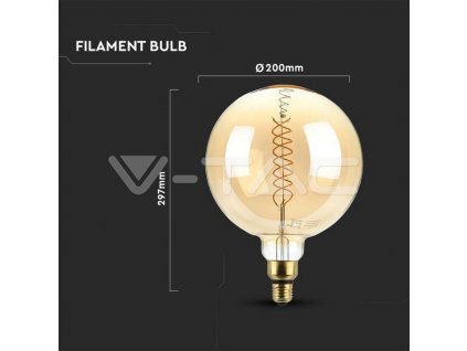 V-TAC LED žiarovka E27 G200 8W 1800K filament stmievateľná